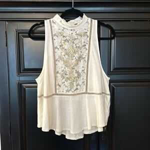 Free People  Floral Lace Embroidered Flora Tank Top -